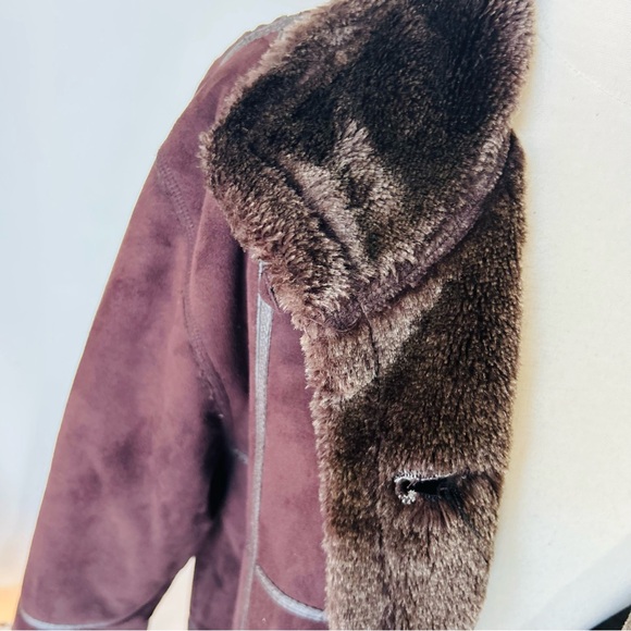 Women's Brown Shearling Coat vintage manteaux manteaux - Picture 3 of 11